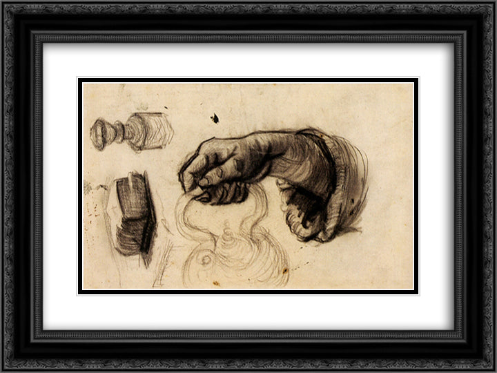 Hand with a Pot, the Knob of a Chair and a Hunk of Bread 24x18 Black Ornate Wood Framed Art Print Poster with Double Matting by Van Gogh, Vincent