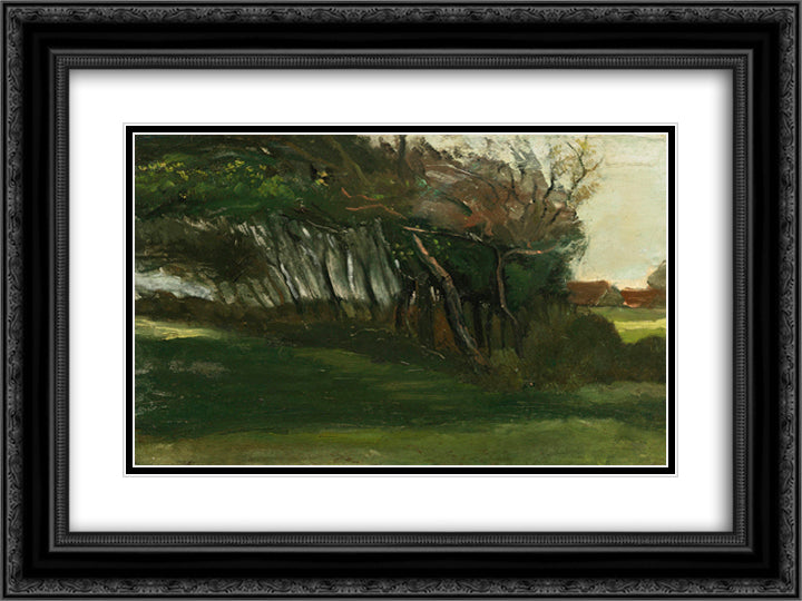 Landscape with windswept trees 24x18 Black Ornate Wood Framed Art Print Poster with Double Matting by Van Gogh, Vincent