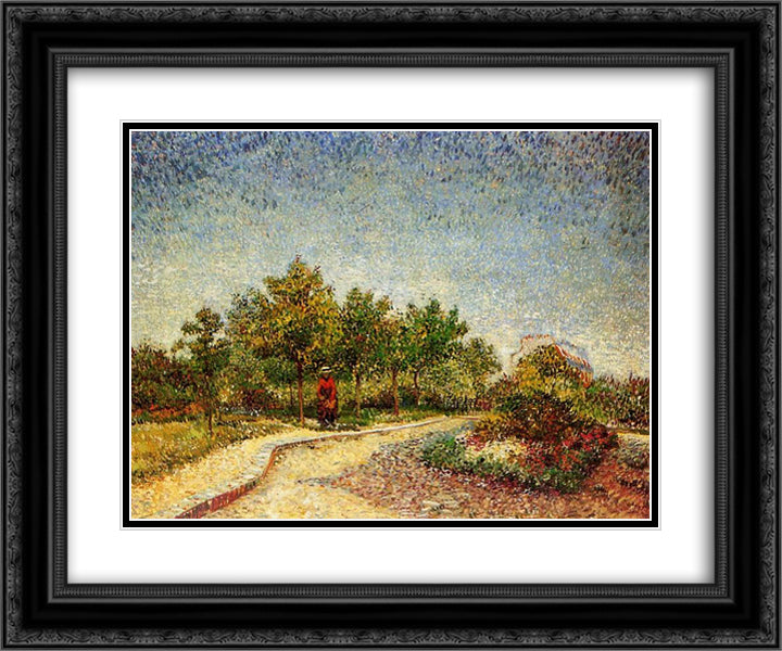 Lane in Voyer d'Argenson Park at Asnieres 24x20 Black Ornate Wood Framed Art Print Poster with Double Matting by Van Gogh, Vincent