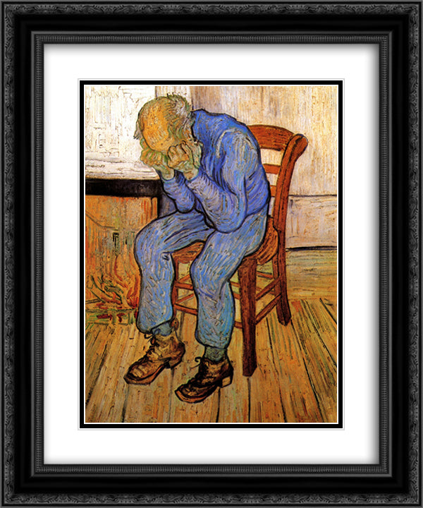 Old Man in Sorrow (On the Threshold of Eternity) 20x24 Black Ornate Wood Framed Art Print Poster with Double Matting by Van Gogh, Vincent
