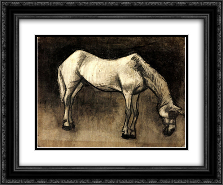 Old Nag 24x20 Black Ornate Wood Framed Art Print Poster with Double Matting by Van Gogh, Vincent