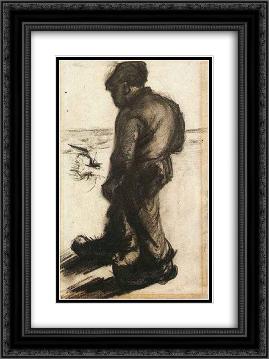 Peasant 18x24 Black Ornate Wood Framed Art Print Poster with Double Matting by Van Gogh, Vincent
