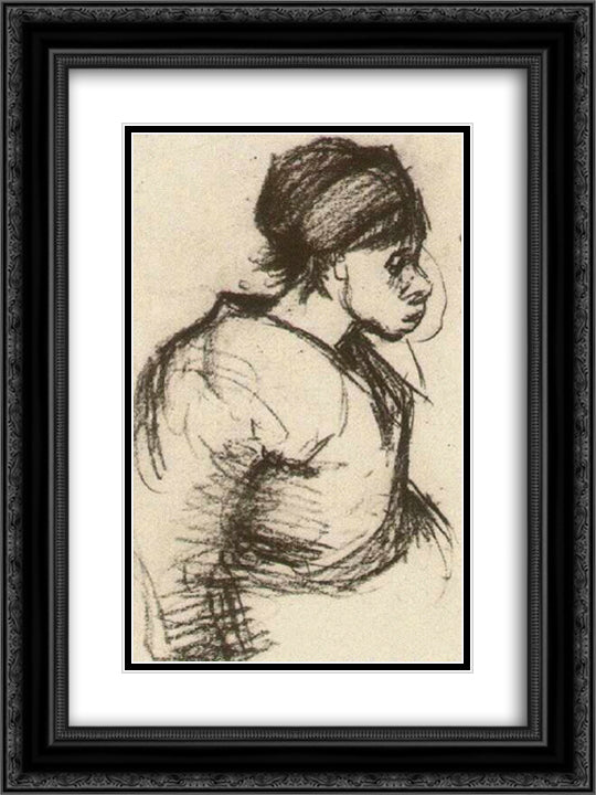 Peasant Girl, Half-Figure 18x24 Black Ornate Wood Framed Art Print Poster with Double Matting by Van Gogh, Vincent