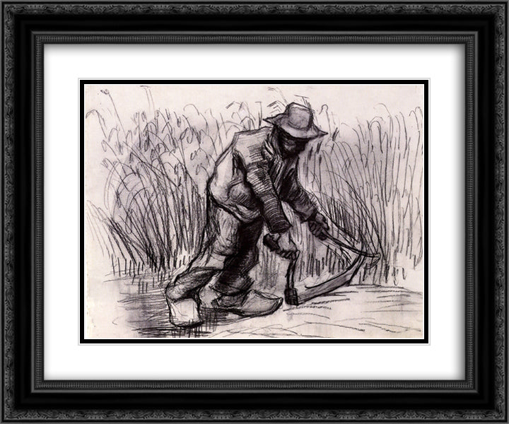 Peasant with Sickle 24x20 Black Ornate Wood Framed Art Print Poster with Double Matting by Van Gogh, Vincent
