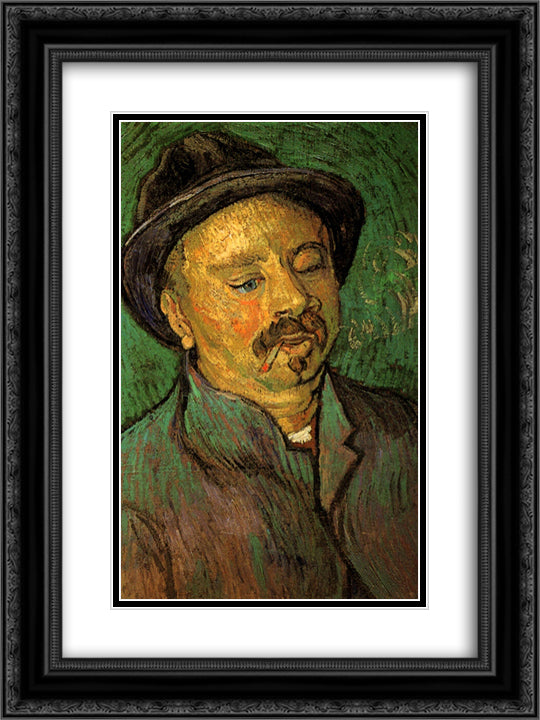 Portrait of a One-Eyed Man 18x24 Black Ornate Wood Framed Art Print Poster with Double Matting by Van Gogh, Vincent