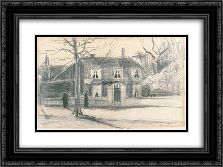 Scheveningen Road 24x18 Black Ornate Wood Framed Art Print Poster with Double Matting by Van Gogh, Vincent