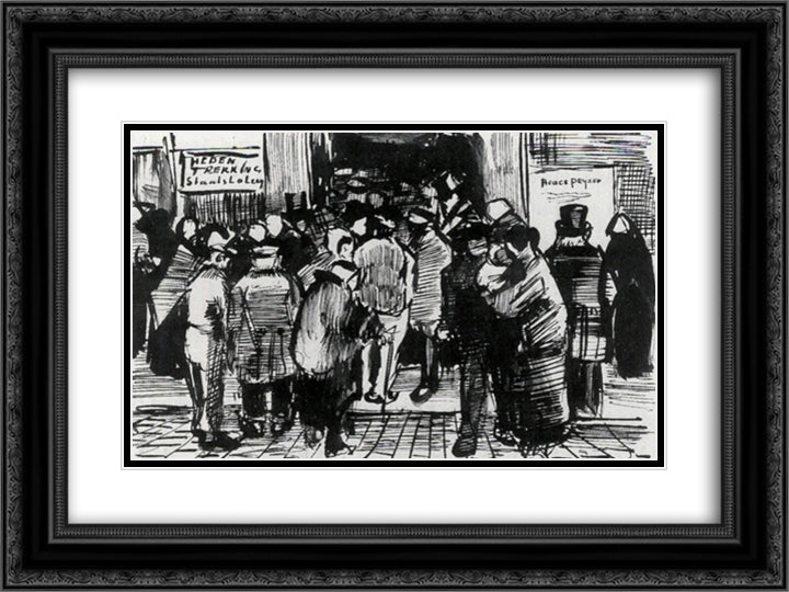 State Lottery Office 24x18 Black Ornate Wood Framed Art Print Poster with Double Matting by Van Gogh, Vincent