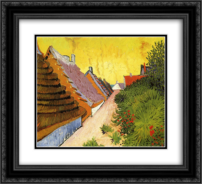 Street in Saintes-Maries 22x20 Black Ornate Wood Framed Art Print Poster with Double Matting by Van Gogh, Vincent