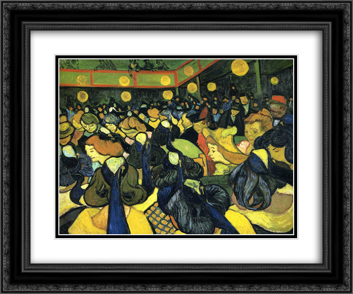 The ballroom at Arles 24x20 Black Ornate Wood Framed Art Print Poster with Double Matting by Van Gogh, Vincent