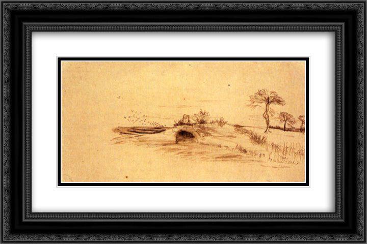 The Cave of Machpelah 24x16 Black Ornate Wood Framed Art Print Poster with Double Matting by Van Gogh, Vincent