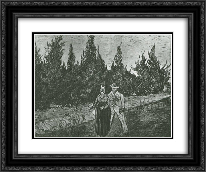 The Lovers The Poet s Garden IV 24x20 Black Ornate Wood Framed Art Print Poster with Double Matting by Van Gogh, Vincent