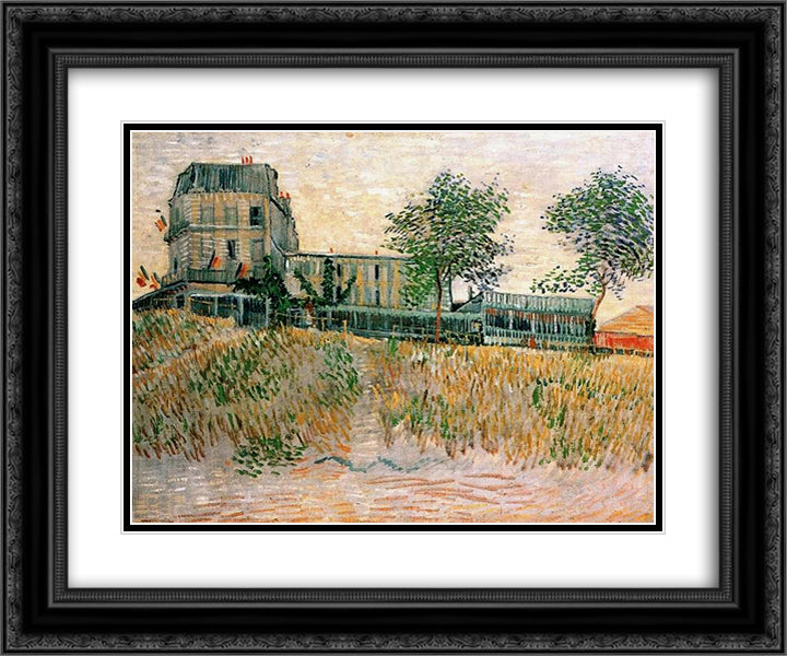 The Restaurant de la Sirene at Asnieres 24x20 Black Ornate Wood Framed Art Print Poster with Double Matting by Van Gogh, Vincent