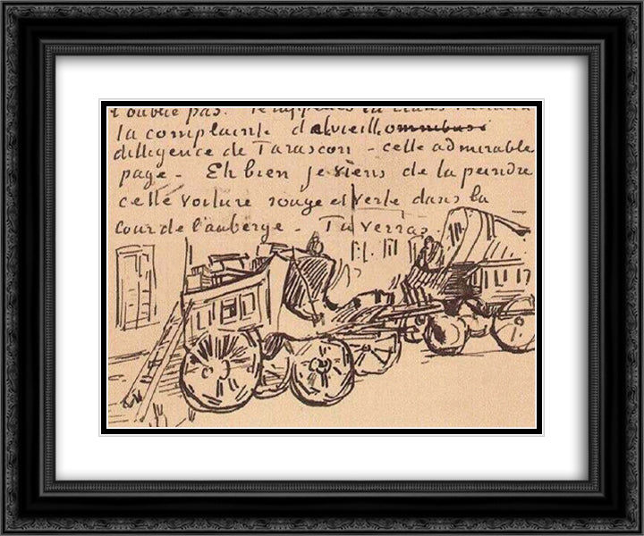 The Tarascon Stagecoach 24x20 Black Ornate Wood Framed Art Print Poster with Double Matting by Van Gogh, Vincent
