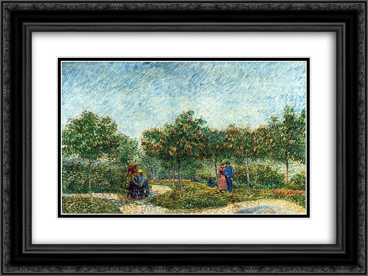 The Voyer d'Argenson Park in Asnieres 24x18 Black Ornate Wood Framed Art Print Poster with Double Matting by Van Gogh, Vincent