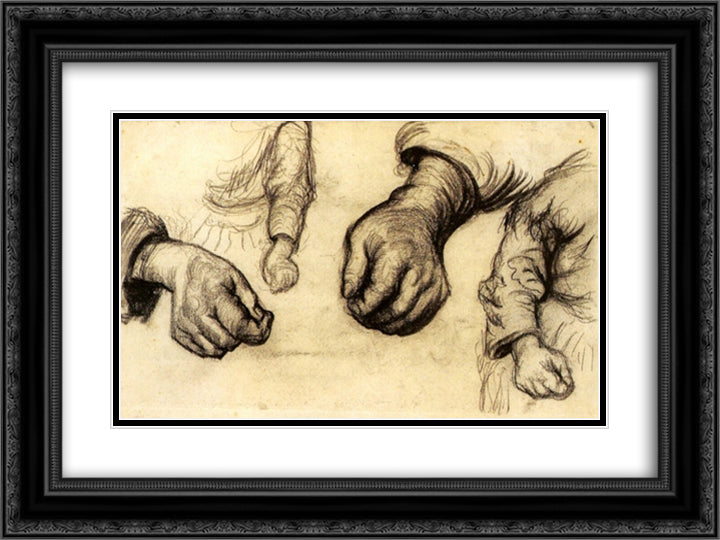 Two Hands and Two Arms 24x18 Black Ornate Wood Framed Art Print Poster with Double Matting by Van Gogh, Vincent