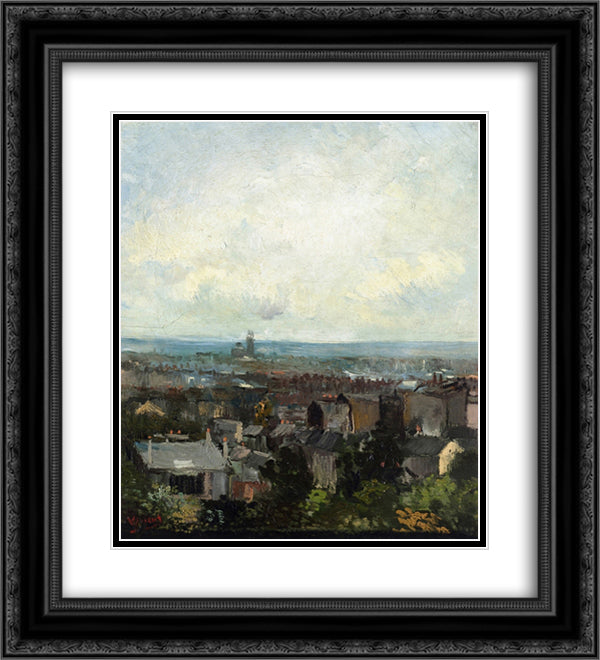 View of Paris from near Montmartre 20x22 Black Ornate Wood Framed Art Print Poster with Double Matting by Van Gogh, Vincent