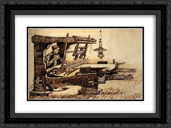 Weaver 24x18 Black Ornate Wood Framed Art Print Poster with Double Matting by Van Gogh, Vincent