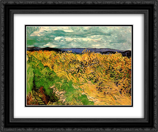 Wheat Field with Cornflowers 24x20 Black Ornate Wood Framed Art Print Poster with Double Matting by Van Gogh, Vincent