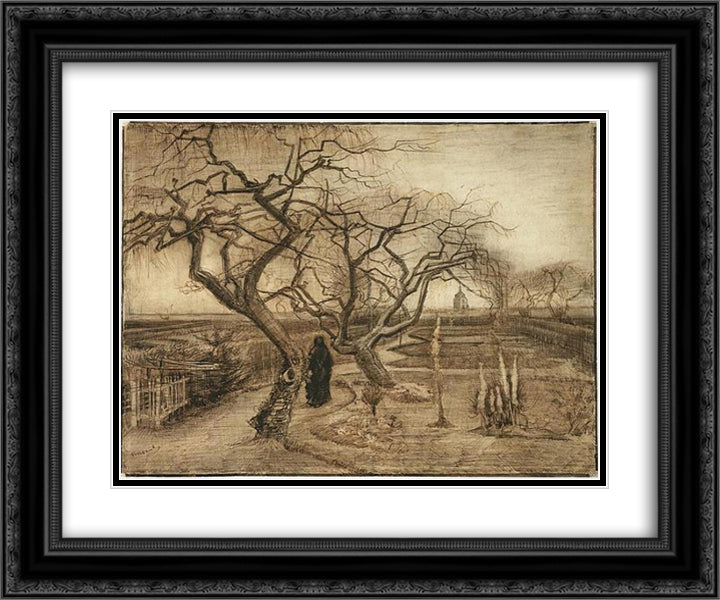 Winter Garden 24x20 Black Ornate Wood Framed Art Print Poster with Double Matting by Van Gogh, Vincent
