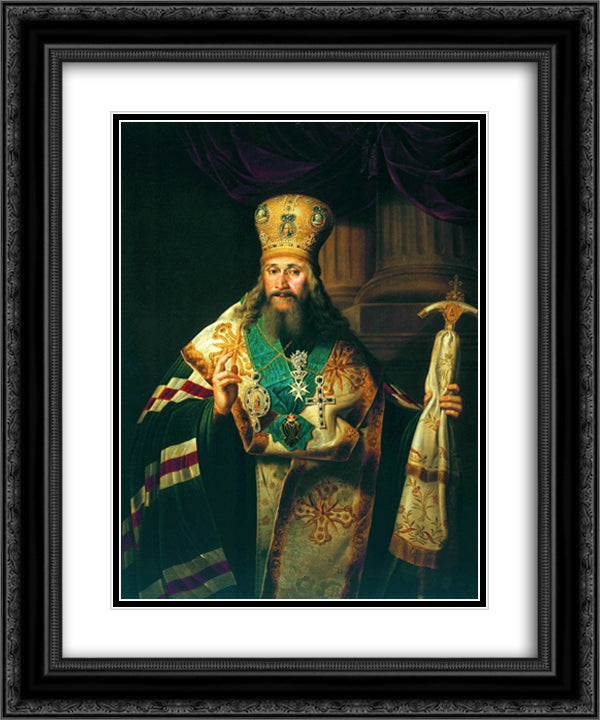 Bishop of the Russian Orthodox Church 20x24 Black Ornate Wood Framed Art Print Poster with Double Matting by Borovikovsky, Vladimir