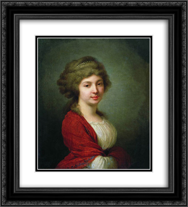 Countess Vera Zavadovskaya 20x22 Black Ornate Wood Framed Art Print Poster with Double Matting by Borovikovsky, Vladimir