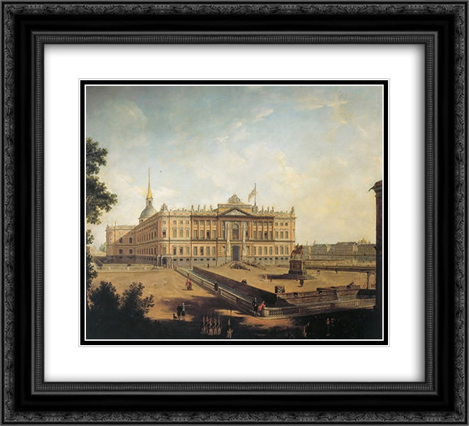Mihailovsk castle 22x20 Black Ornate Wood Framed Art Print Poster with Double Matting by Borovikovsky, Vladimir