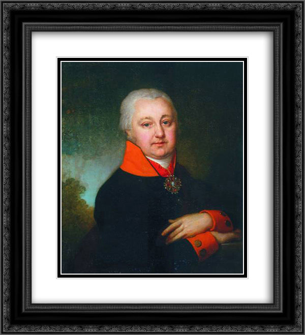 Nikolai Mikhailovich Yakovlev 20x22 Black Ornate Wood Framed Art Print Poster with Double Matting by Borovikovsky, Vladimir