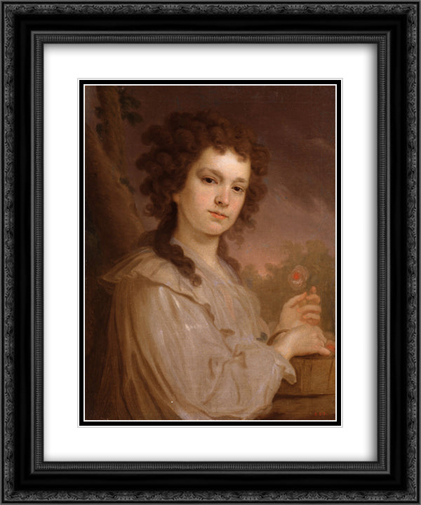 Portrait of Olga Filippova Kuzminichna 20x24 Black Ornate Wood Framed Art Print Poster with Double Matting by Borovikovsky, Vladimir