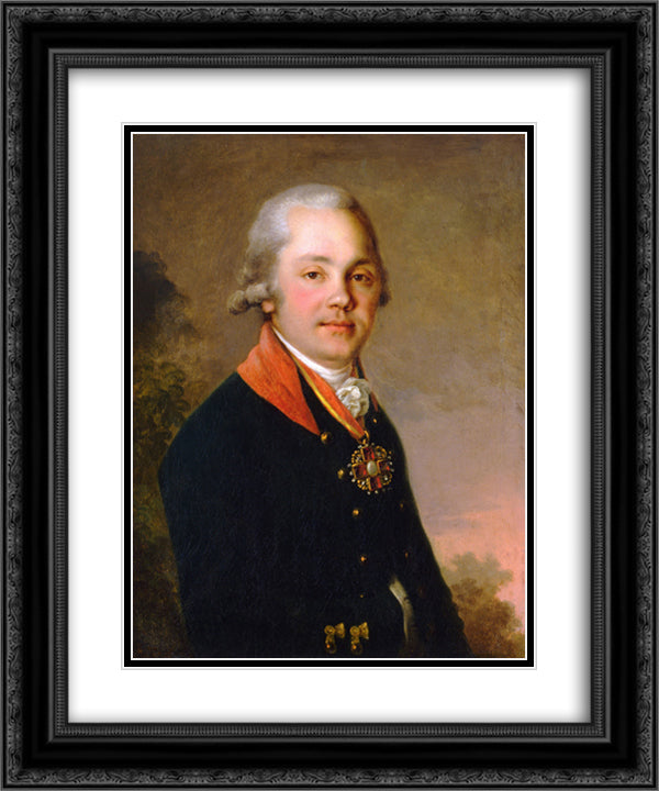 Portrait of Alexander Dmitrievich Arseniev 20x24 Black Ornate Wood Framed Art Print Poster with Double Matting by Borovikovsky, Vladimir