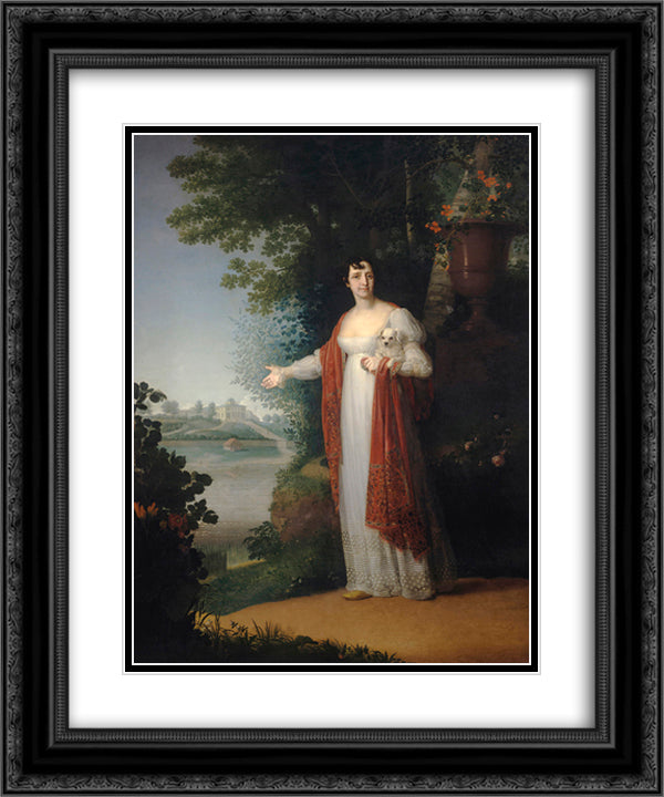 Portrait of D.A. Derzhavina 20x24 Black Ornate Wood Framed Art Print Poster with Double Matting by Borovikovsky, Vladimir