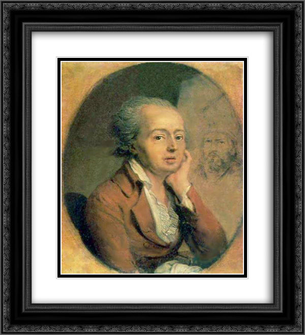 Portrait of Dmitry Levitzky 20x22 Black Ornate Wood Framed Art Print Poster with Double Matting by Borovikovsky, Vladimir