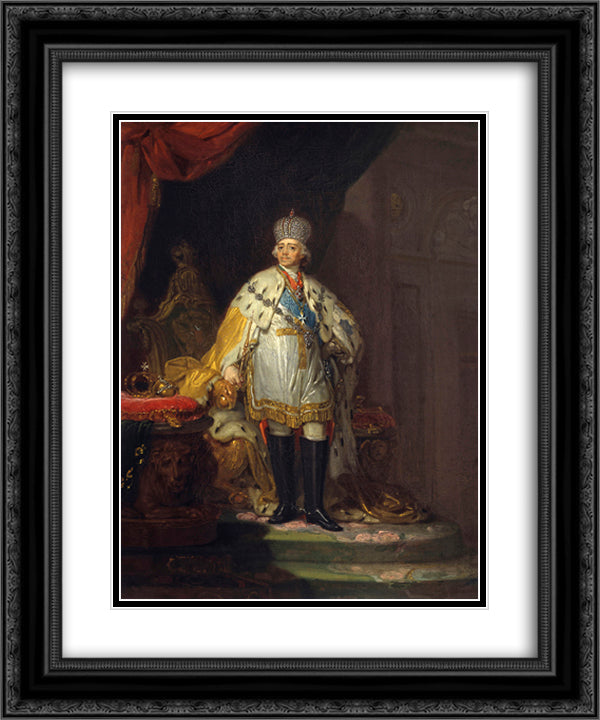 Portrait of Emperor Paul I 20x24 Black Ornate Wood Framed Art Print Poster with Double Matting by Borovikovsky, Vladimir
