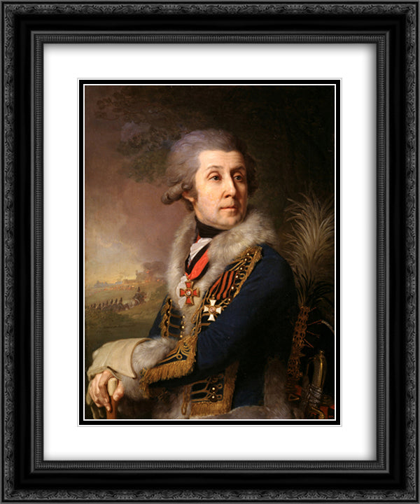 Portrait of F. A. Borovsky 20x24 Black Ornate Wood Framed Art Print Poster with Double Matting by Borovikovsky, Vladimir
