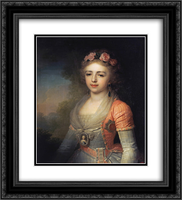 Portrait of Grand Duchess Alexandra 20x22 Black Ornate Wood Framed Art Print Poster with Double Matting by Borovikovsky, Vladimir