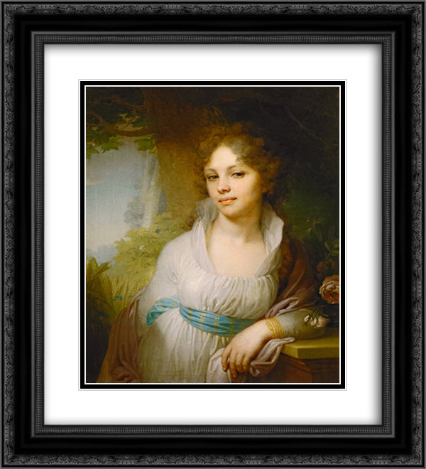 Portrait of M.I.Lopukhina 20x22 Black Ornate Wood Framed Art Print Poster with Double Matting by Borovikovsky, Vladimir