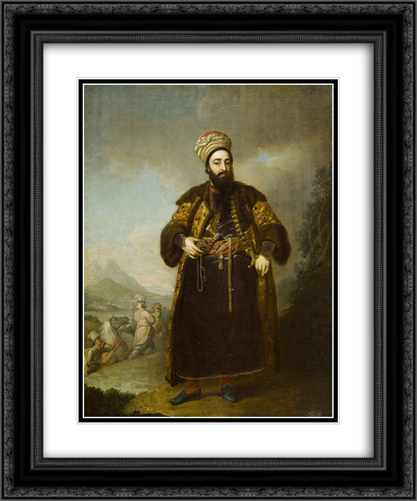 Portrait of Murtaza Kuli Khan, brother of Aga Mahommed, the Persian Shah 20x24 Black Ornate Wood Framed Art Print Poster with Double Matting by Borovikovsky, Vladimir