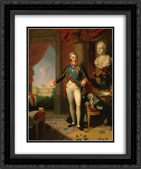 Portrait of Nikolai Sheremetev 20x24 Black Ornate Wood Framed Art Print Poster with Double Matting by Borovikovsky, Vladimir