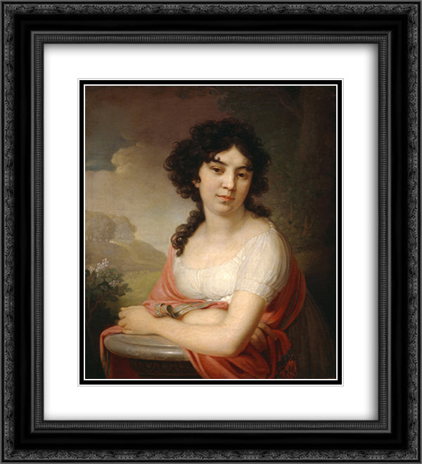 Princess Lopukhina 20x22 Black Ornate Wood Framed Art Print Poster with Double Matting by Borovikovsky, Vladimir