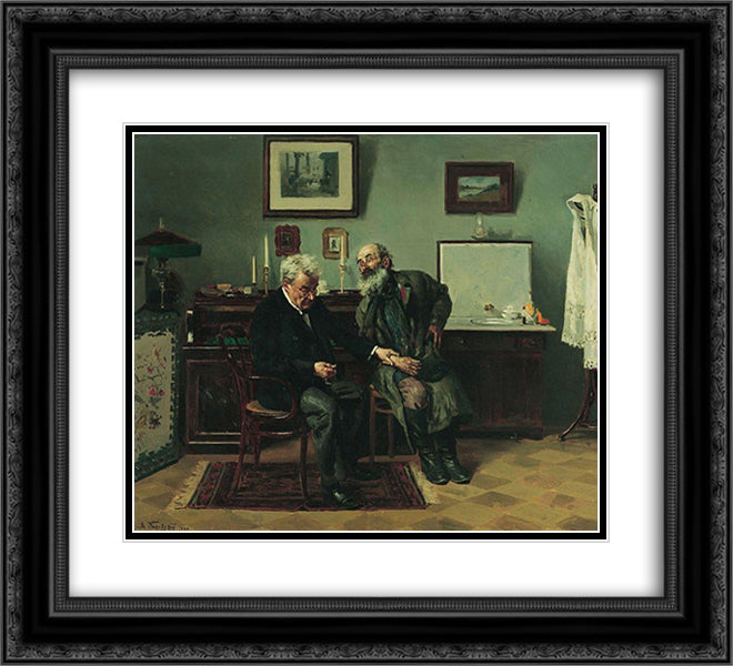 At the doctor's 22x20 Black Ornate Wood Framed Art Print Poster with Double Matting by Makovsky, Vladimir