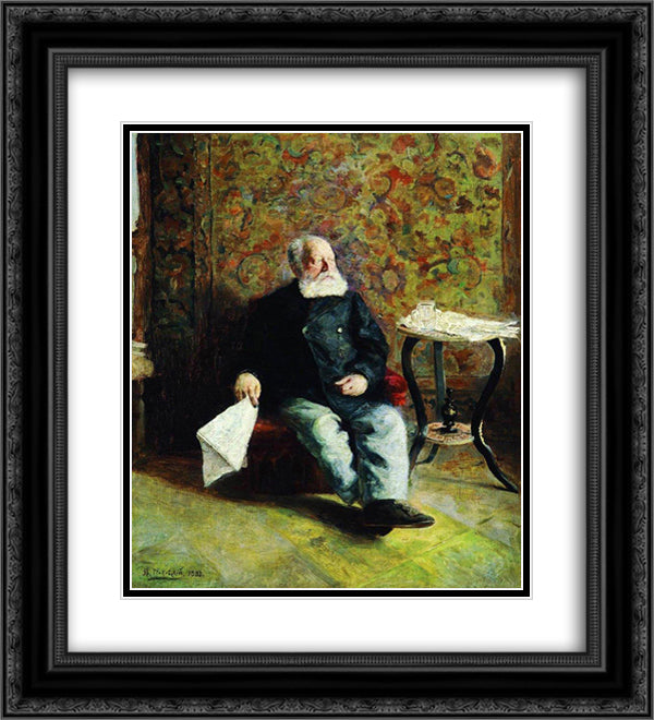 At the porter's room 20x22 Black Ornate Wood Framed Art Print Poster with Double Matting by Makovsky, Vladimir