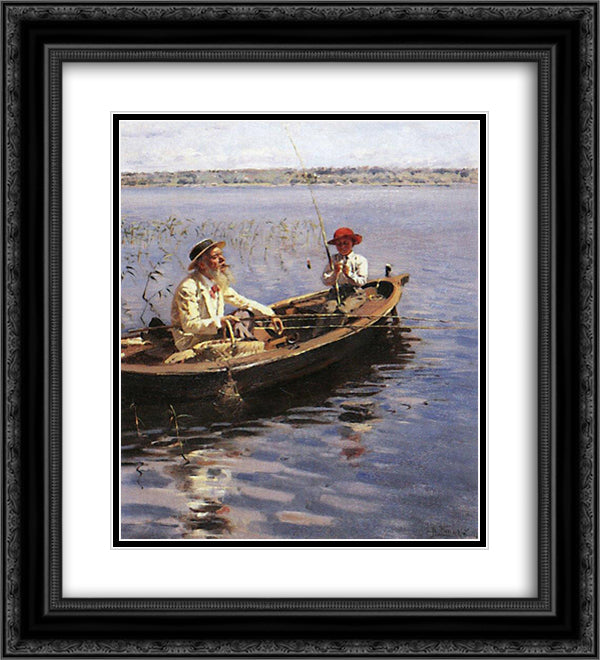Fisher. Finland. 20x22 Black Ornate Wood Framed Art Print Poster with Double Matting by Makovsky, Vladimir