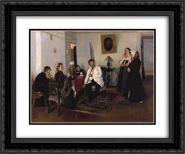 Hiring a servants 24x20 Black Ornate Wood Framed Art Print Poster with Double Matting by Makovsky, Vladimir
