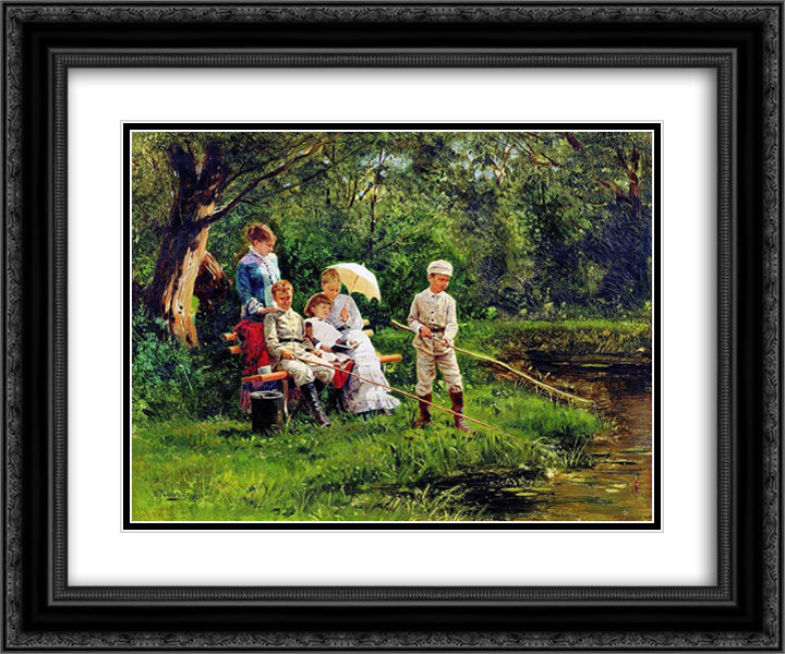 Midday Sun 24x20 Black Ornate Wood Framed Art Print Poster with Double Matting by Makovsky, Vladimir