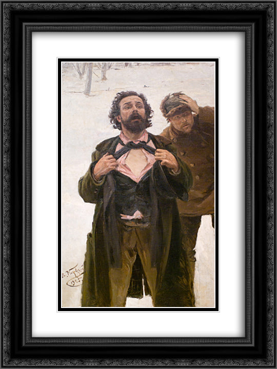 Study to January 9, 1905 on Vasilyevsky island 18x24 Black Ornate Wood Framed Art Print Poster with Double Matting by Makovsky, Vladimir