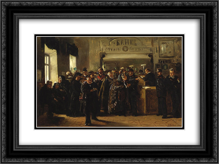 The Collapse of a Bank (study) 24x18 Black Ornate Wood Framed Art Print Poster with Double Matting by Makovsky, Vladimir