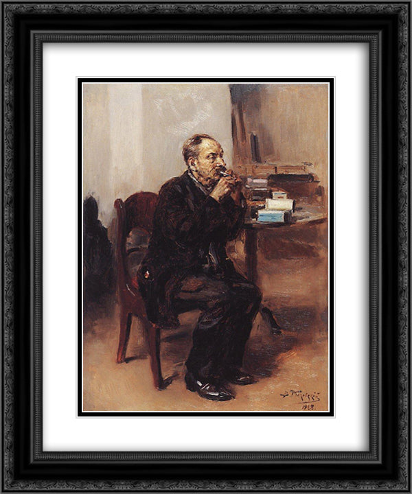 Tobacco taster 20x24 Black Ornate Wood Framed Art Print Poster with Double Matting by Makovsky, Vladimir