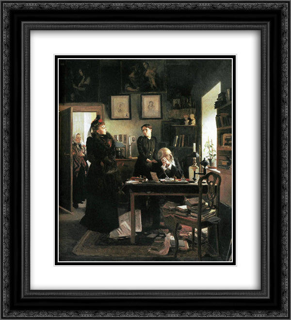 Two sisters 20x22 Black Ornate Wood Framed Art Print Poster with Double Matting by Makovsky, Vladimir