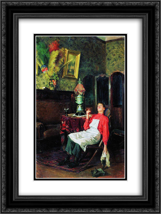 Without a master 18x24 Black Ornate Wood Framed Art Print Poster with Double Matting by Makovsky, Vladimir