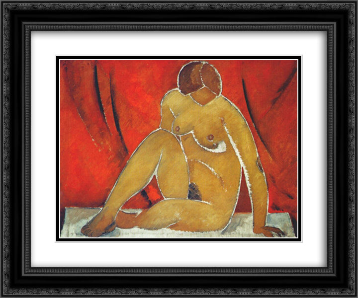 Artist's model 24x20 Black Ornate Wood Framed Art Print Poster with Double Matting by Tatlin, Vladimir
