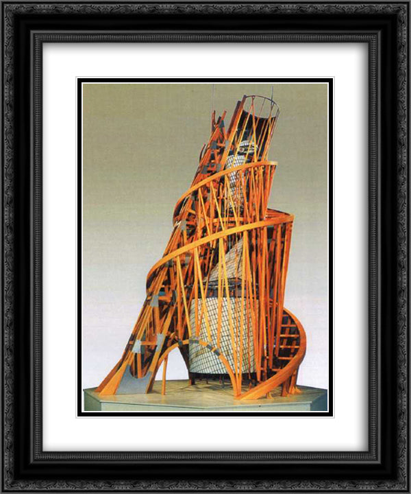 Model of the monument III International 20x24 Black Ornate Wood Framed Art Print Poster with Double Matting by Tatlin, Vladimir